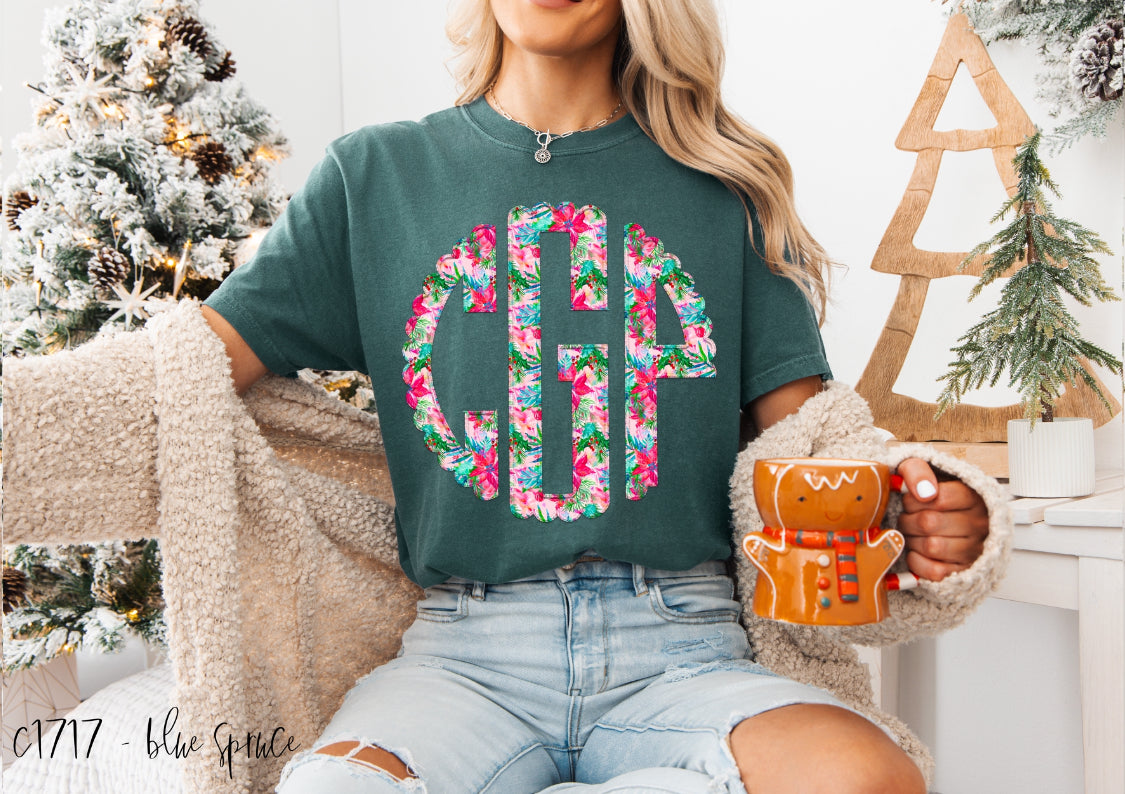 Holly Jolly Faux Embroidery Monogram Set