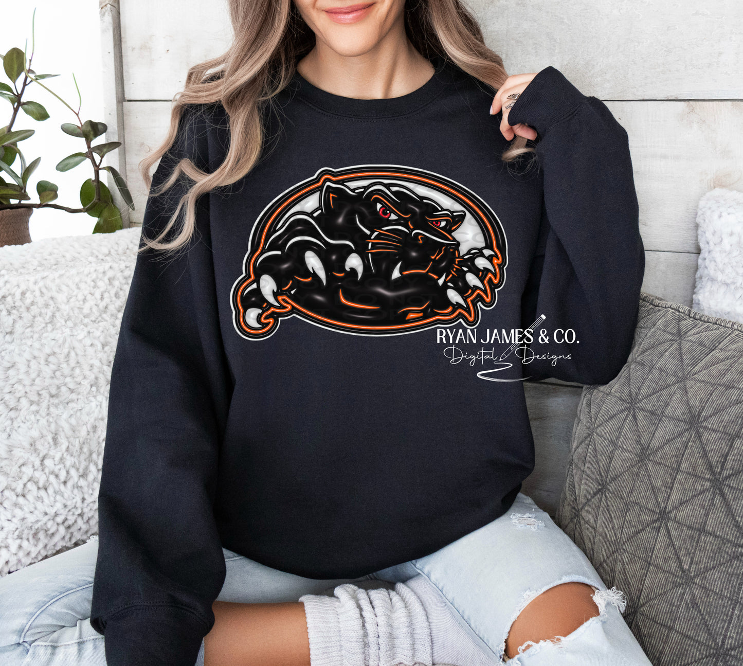 Panther Mascot Inflated Digital Design