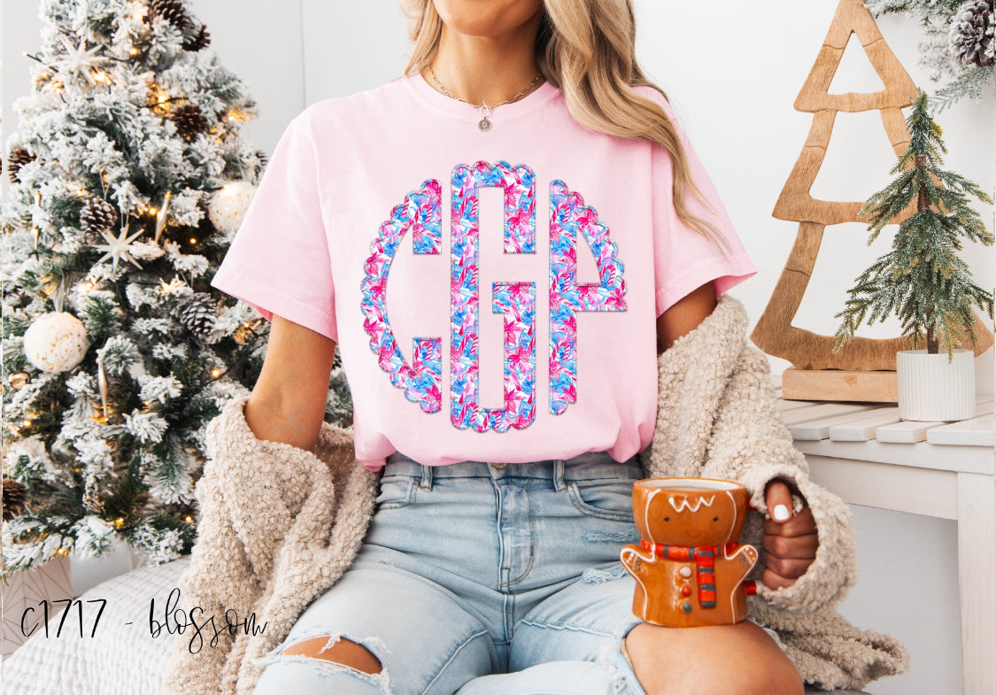 Candy Cane Lane Faux Embroidery Monogram Set