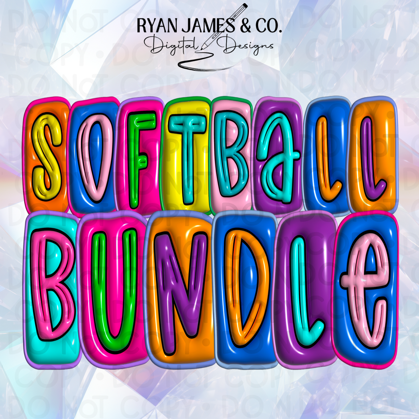 Softball Inflated Digital Design BUNDLE