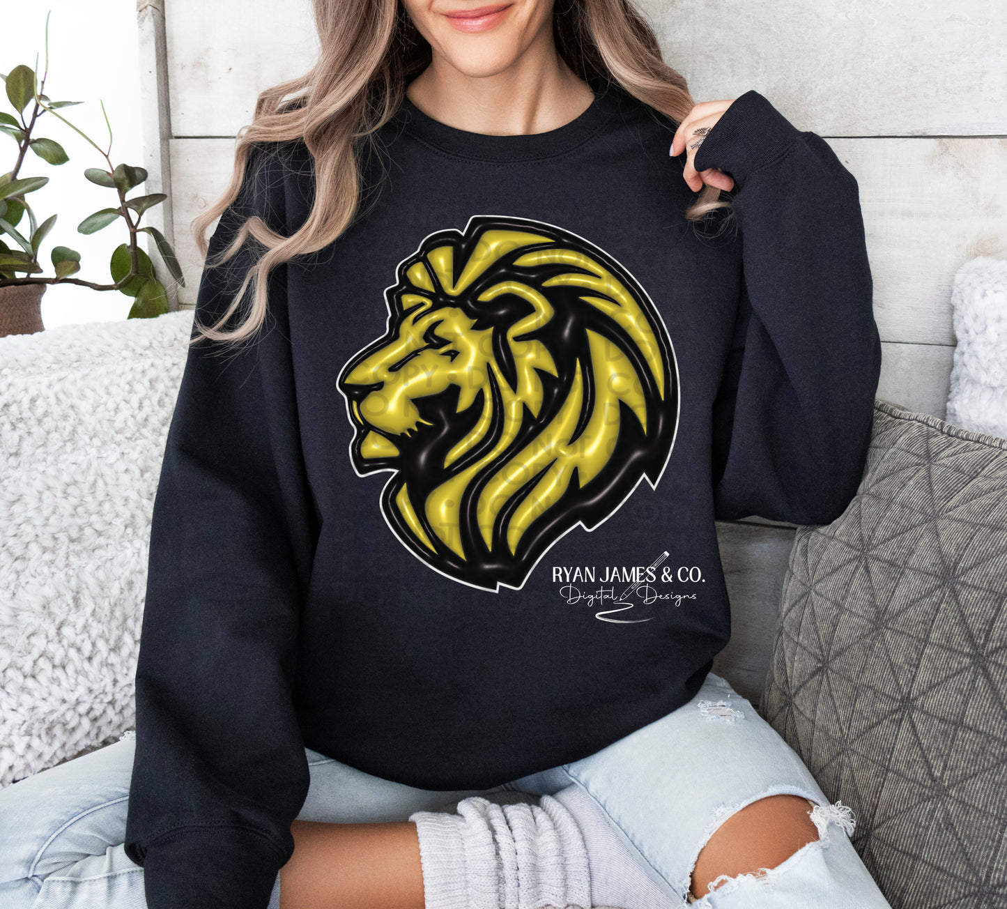 Lion Mascot Inflated Digital Design