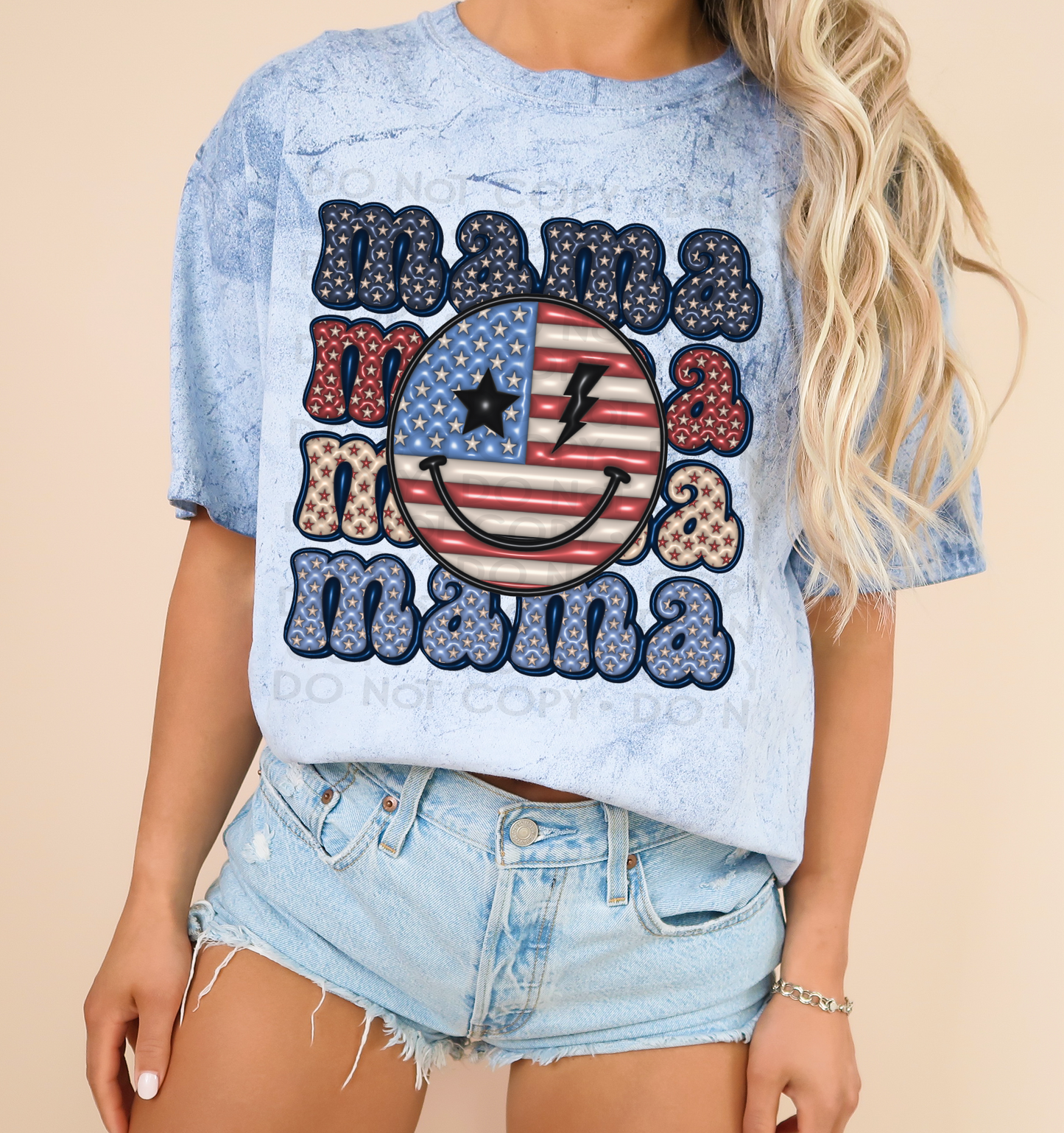 Retro Patriotic Mama Inflated Digital Design