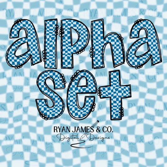 Retro Blue Checker Alpha Set