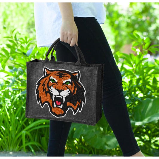 Armorel Chenille Patch Burlap Tote